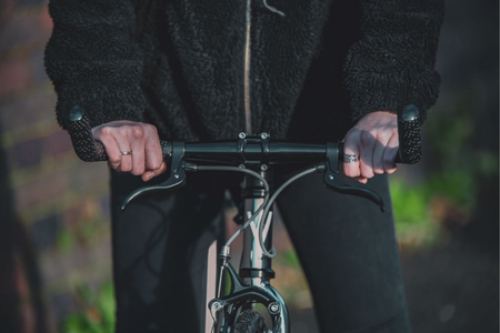 Man on a black electric bike