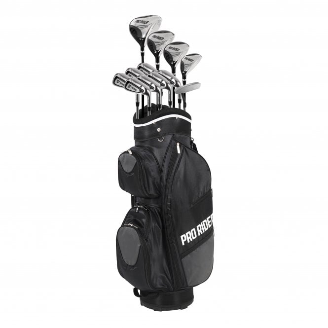 Pro Rider PR1 13-Piece Cart Bag Golf Package Set – Graphite/Steel